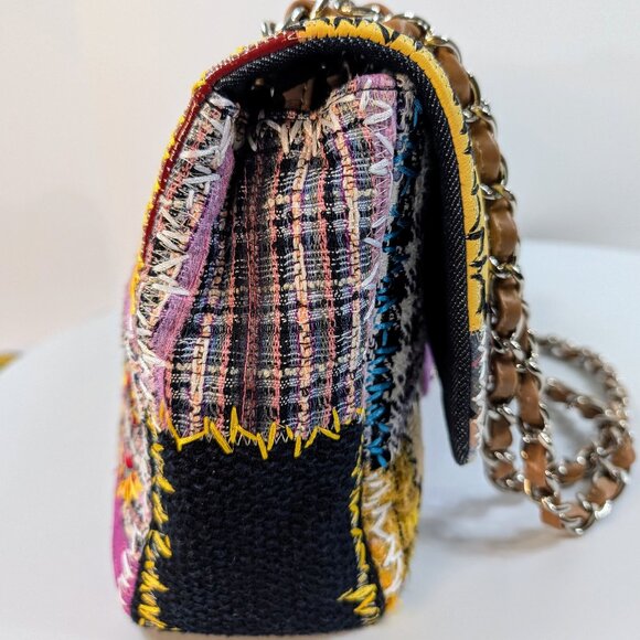 UNIQUE CHANEL 2011 RUNWAY JUMBO Rainbow Patchwork Bag - Picture 3 of 16